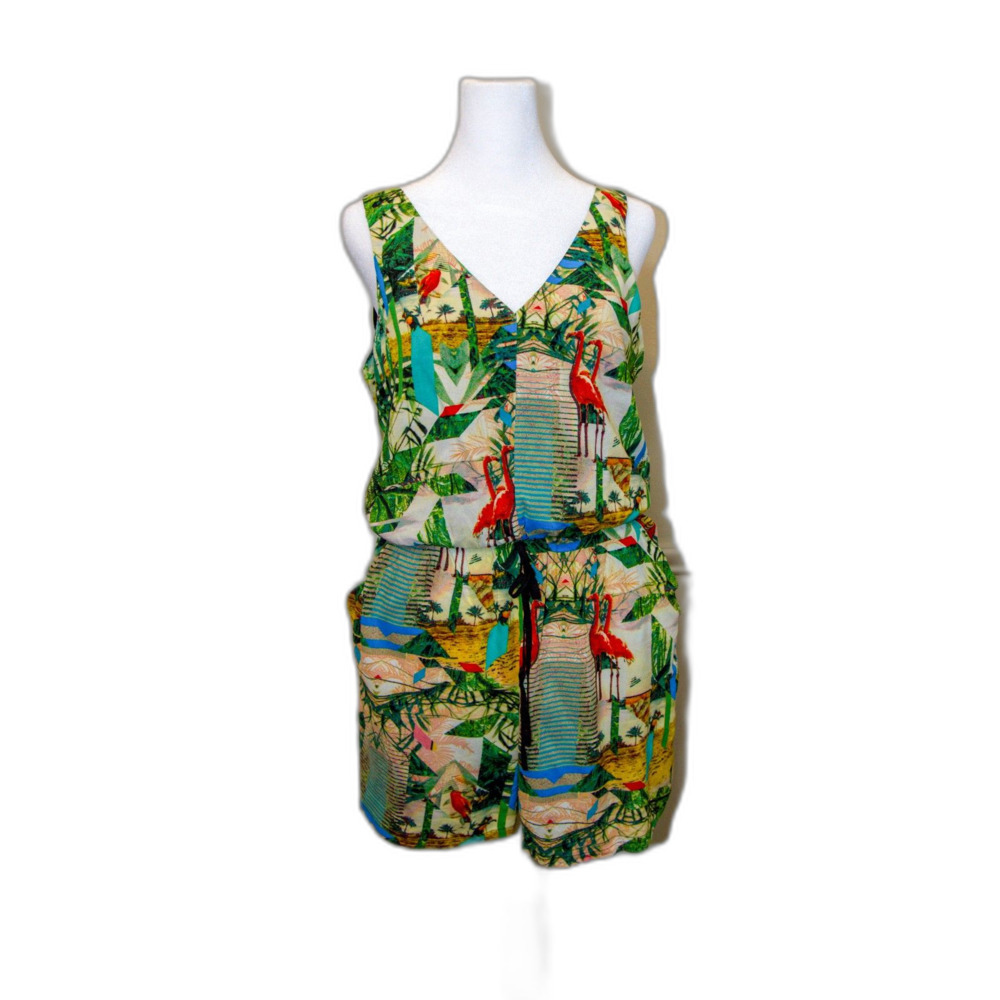 Nicole by Nicole Miller resort wear coastal romper vacation summer flamingo bird